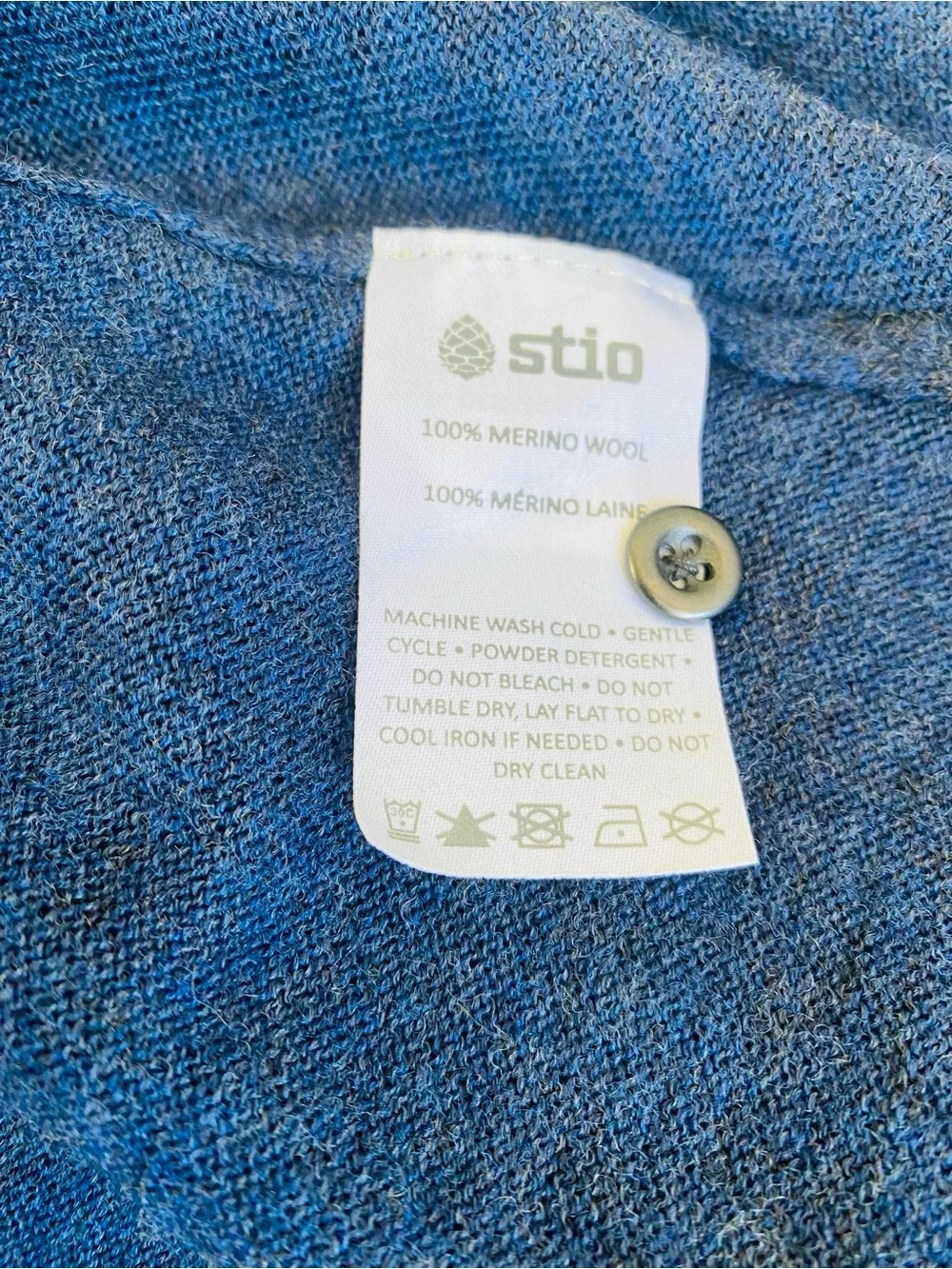 Stio Navy Henley Merino Wool Long Sleeve Sweater Size M